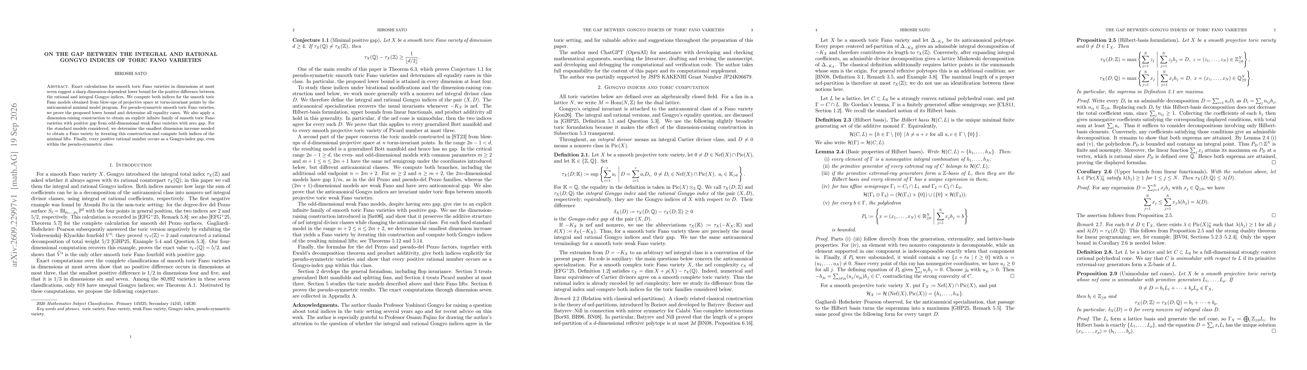 Thumbnail for On the gap between the integral and rational Gongyo indices of toric Fano varieties