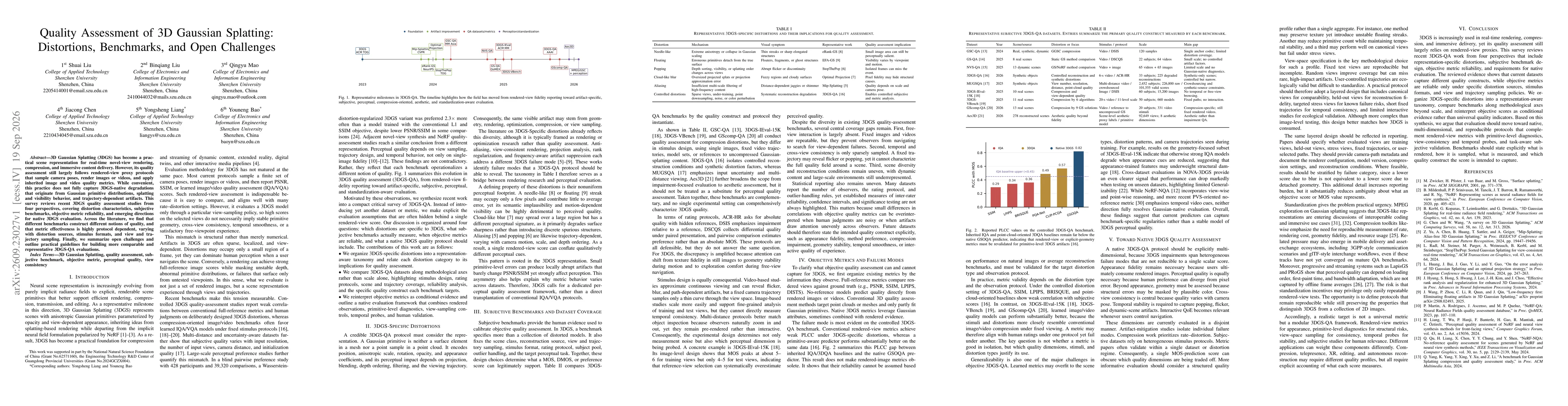 Thumbnail for Quality Assessment of 3D Gaussian Splatting: Distortions, Benchmarks, and Open Challenges