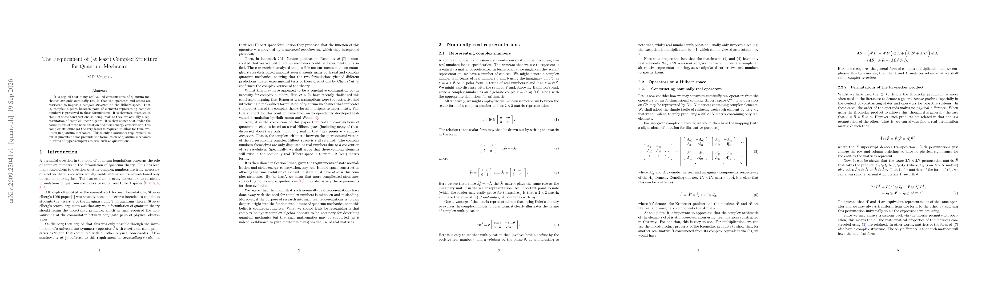 Thumbnail for The Requirement of (at least) Complex Structure for Quantum Mechanics