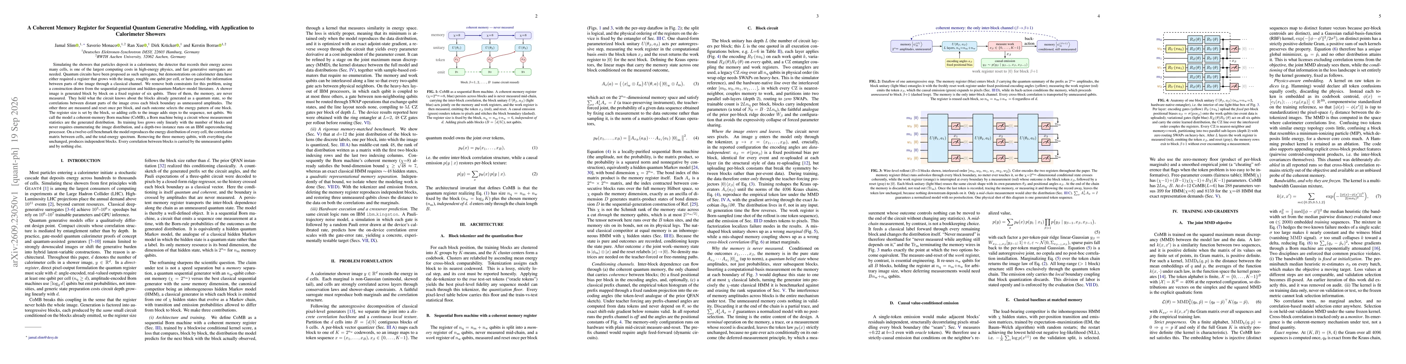 Thumbnail for A Coherent Memory Register for Sequential Quantum Generative Modeling, with Application to Calorimeter Showers