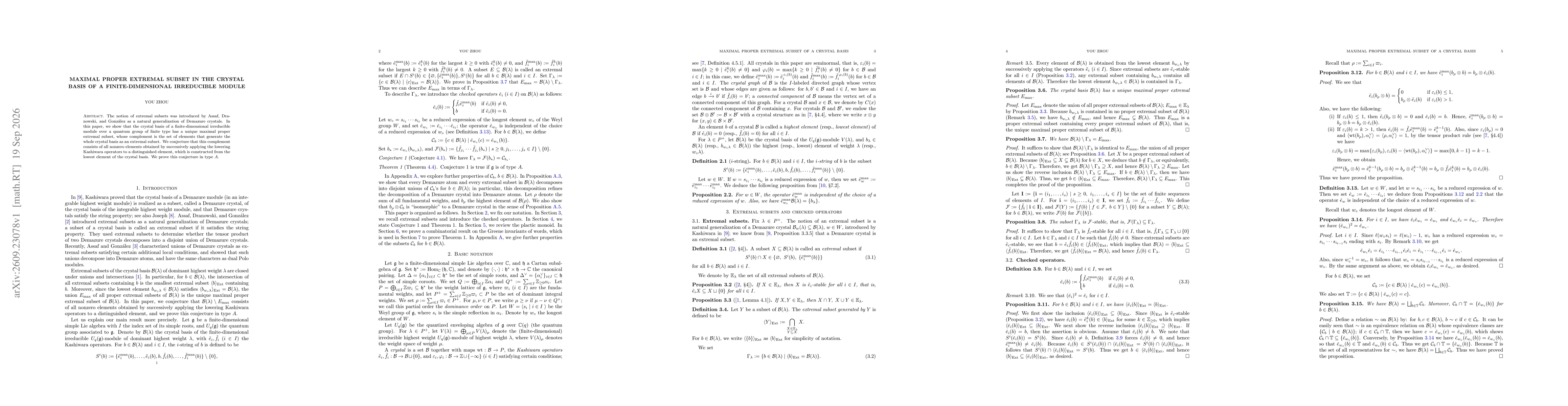 Thumbnail for Maximal proper extremal subset in the crystal basis of a finite-dimensional irreducible module