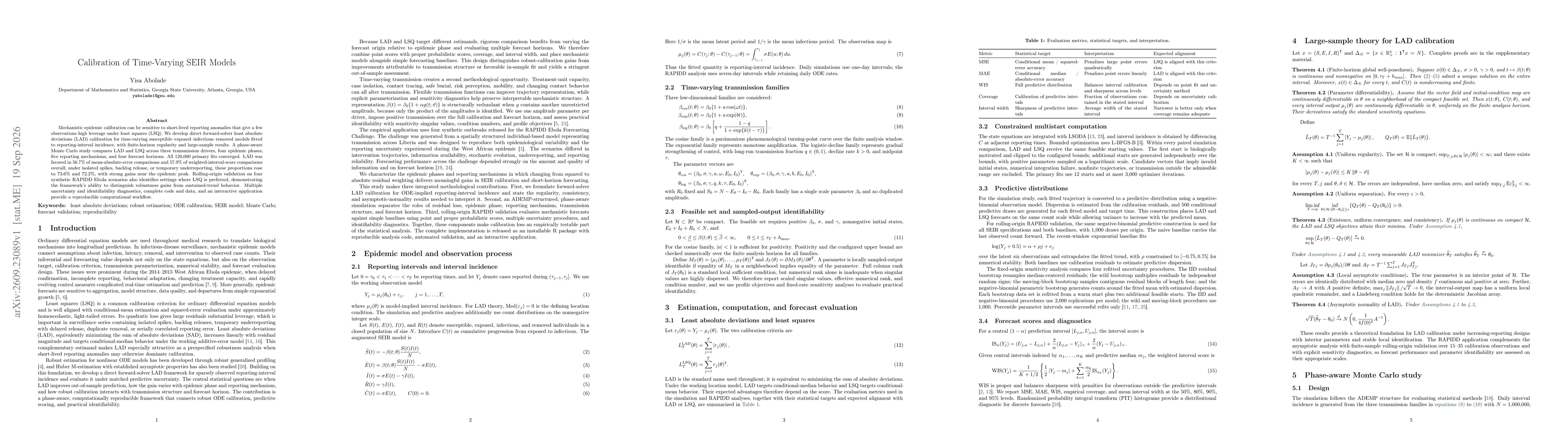 Thumbnail for Calibration of Time-Varying SEIR Models