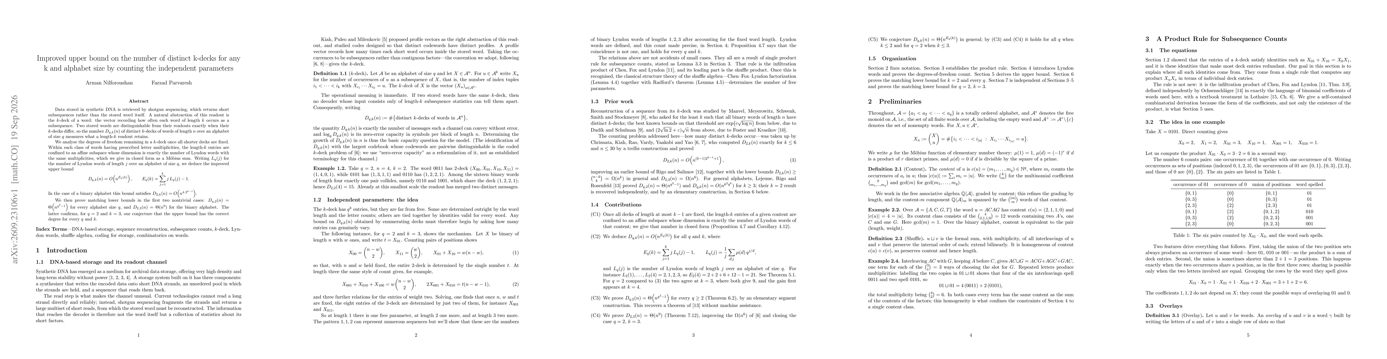 Thumbnail for Improved upper bound on the number of distinct k-decks for any k and alphabet size by counting the independent parameters