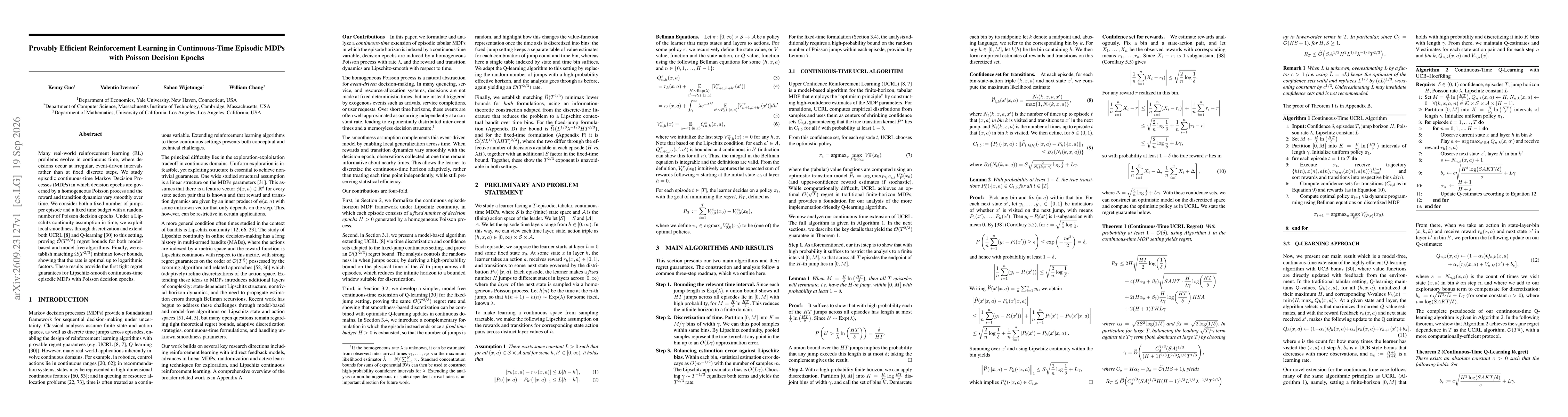 Thumbnail for Provably Efficient Reinforcement Learning in Continuous-Time Episodic MDPs with Poisson Decision Epochs
