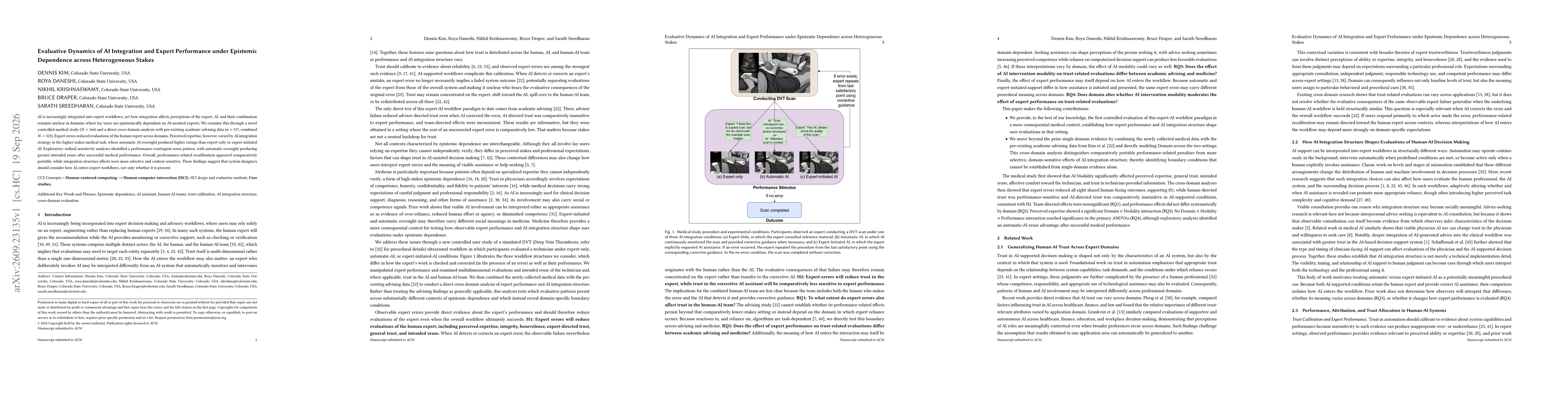 Thumbnail for Evaluative Dynamics of AI Integration and Expert Performance under Epistemic Dependence across Heterogeneous Stakes