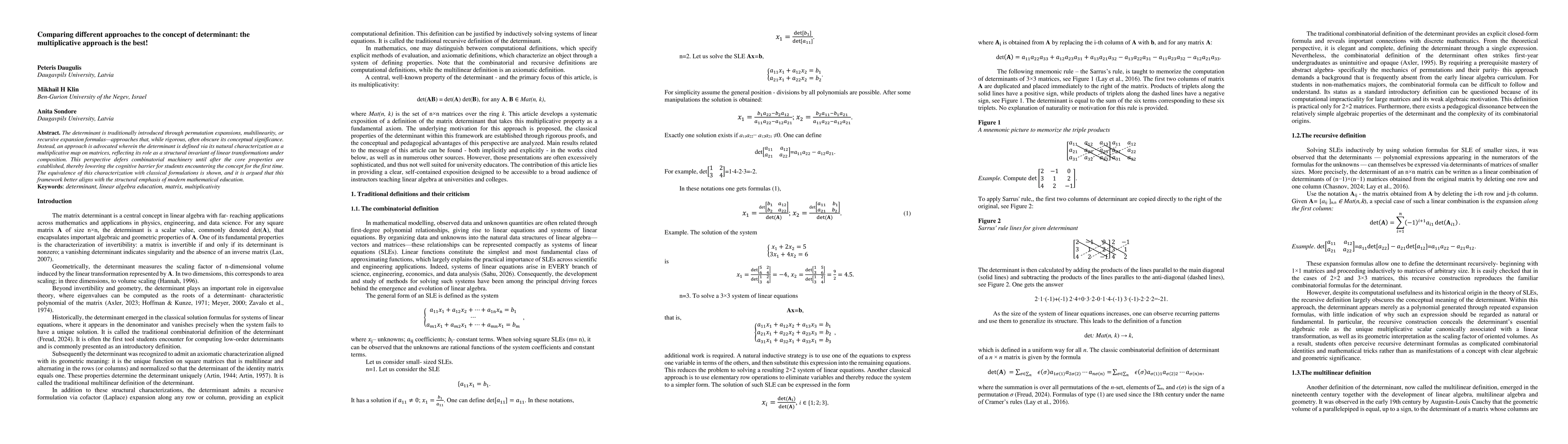 Thumbnail for Comparing different approaches to the concept of determinant: the multiplicative approach is the best!
