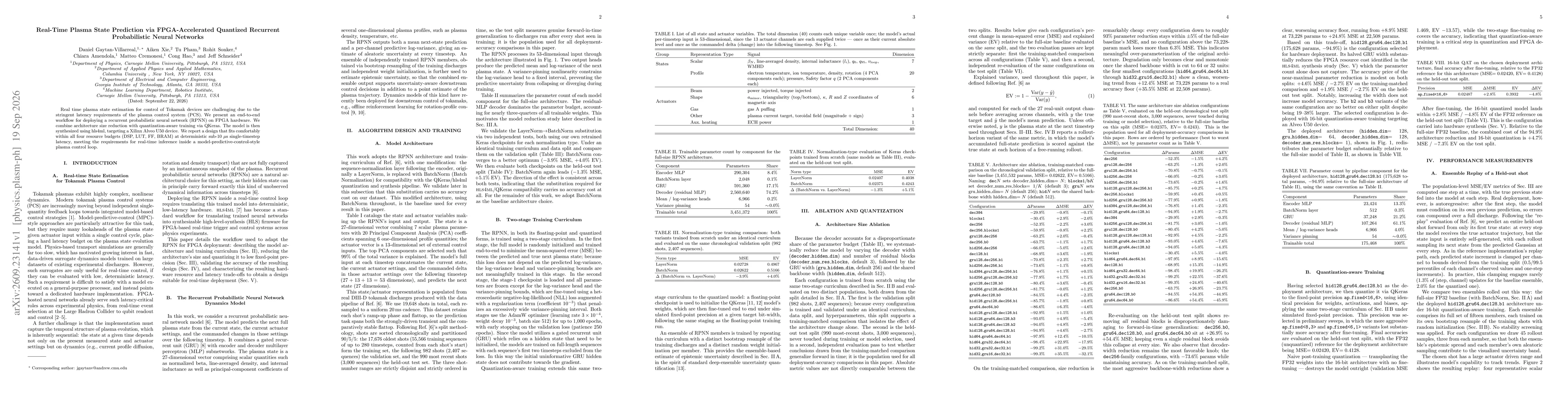 Thumbnail for Real-Time Plasma State Prediction via FPGA-Accelerated Quantized Recurrent Probabilistic Neural Networks