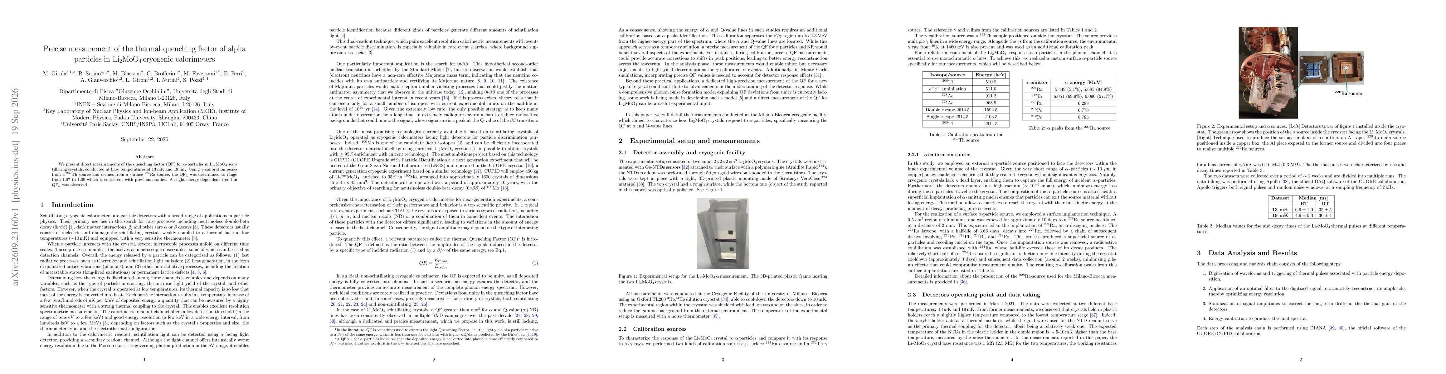 Thumbnail for Precise measurement of the thermal quenching factor of alpha particles in Li2MoO4 cryogenic calorimeters