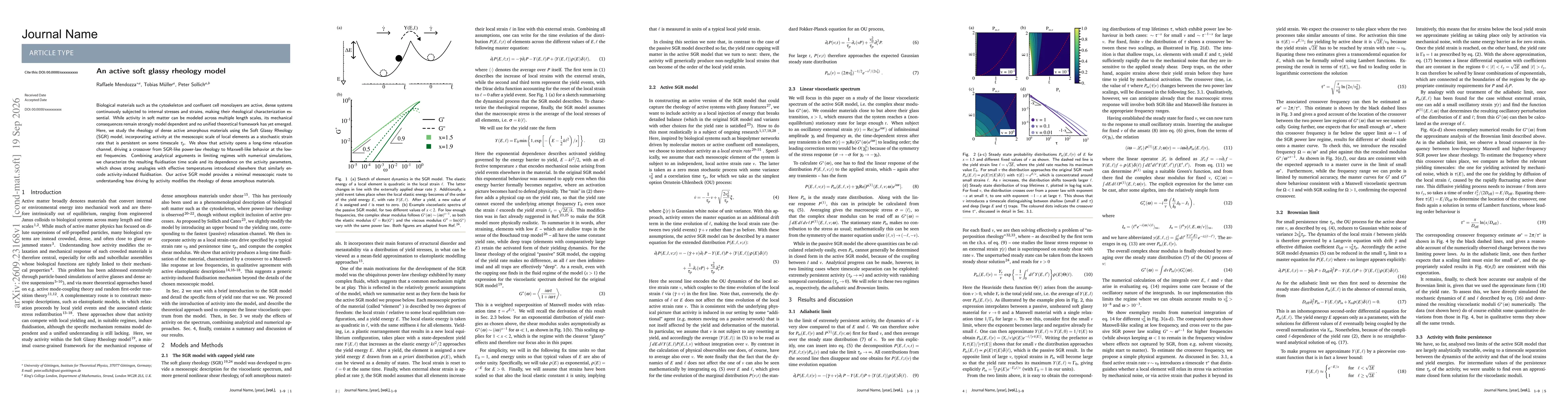 Thumbnail for An active soft glassy rheology model