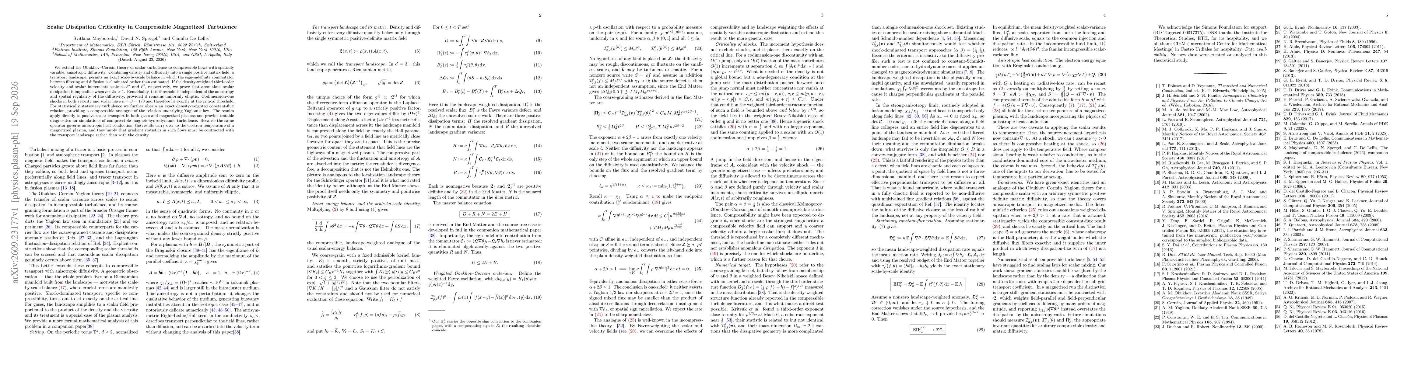 Thumbnail for Scalar Dissipation Criticality in Compressible Magnetized Turbulence