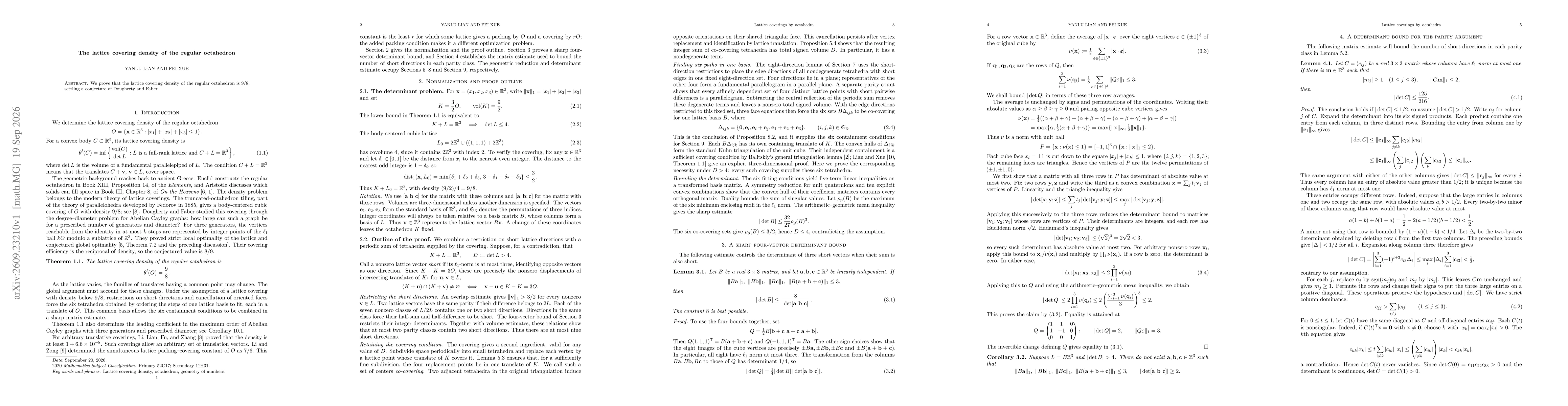 Thumbnail for The lattice covering density of the regular octahedron