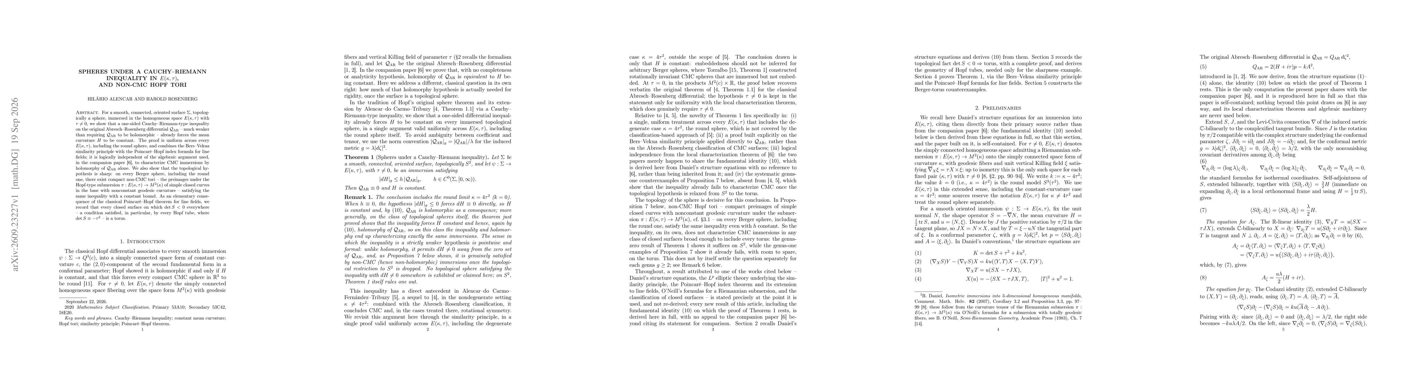 Thumbnail for Spheres under a Cauchy-Riemann inequality in $E(κ,τ)$, and non-CMC Hopf tori