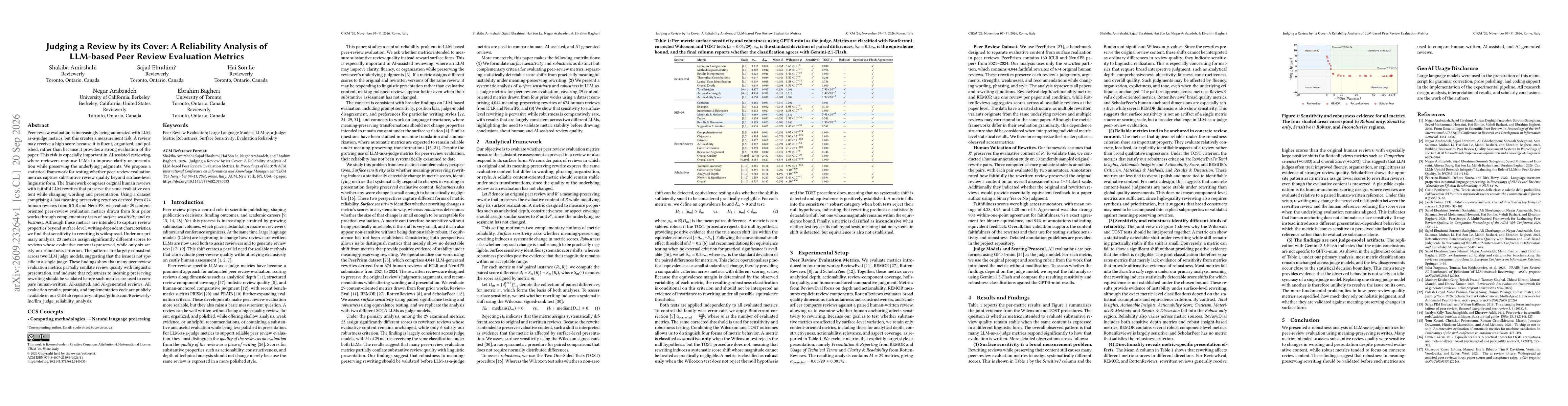 Thumbnail for Judging a Review by its Cover: A Reliability Analysis of LLM-based Peer Review Evaluation Metrics