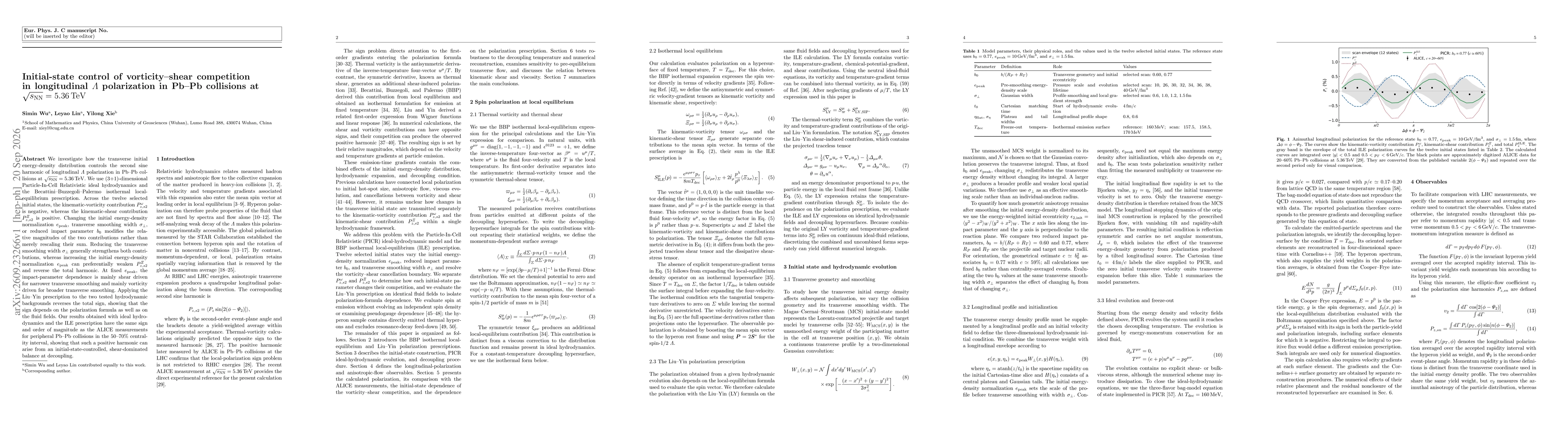 Thumbnail for Initial-state control of vorticity--shear competition in longitudinal $Λ$ polarization in Pb--Pb collisions at $\sqrt{s_{\mathrm{NN}}}=5.36\,\mathrm{TeV}$