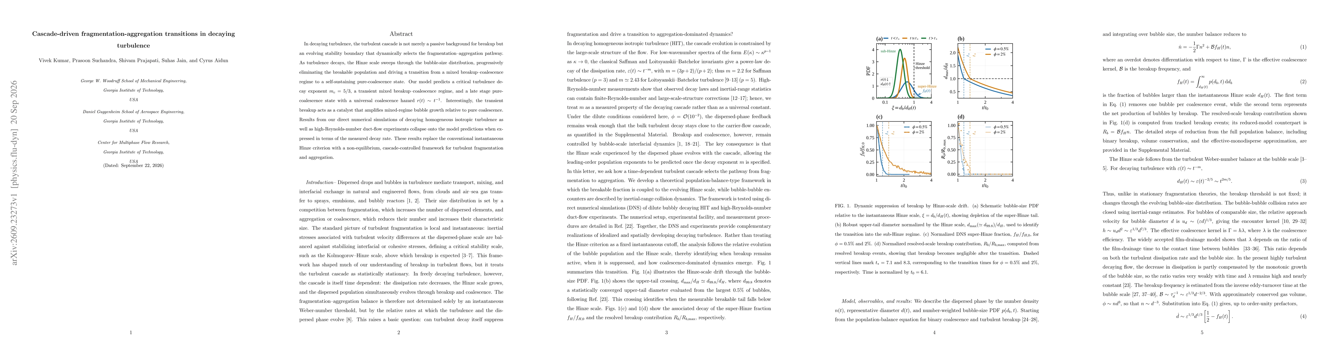 Thumbnail for Cascade-driven fragmentation-aggregation transitions in decaying turbulence