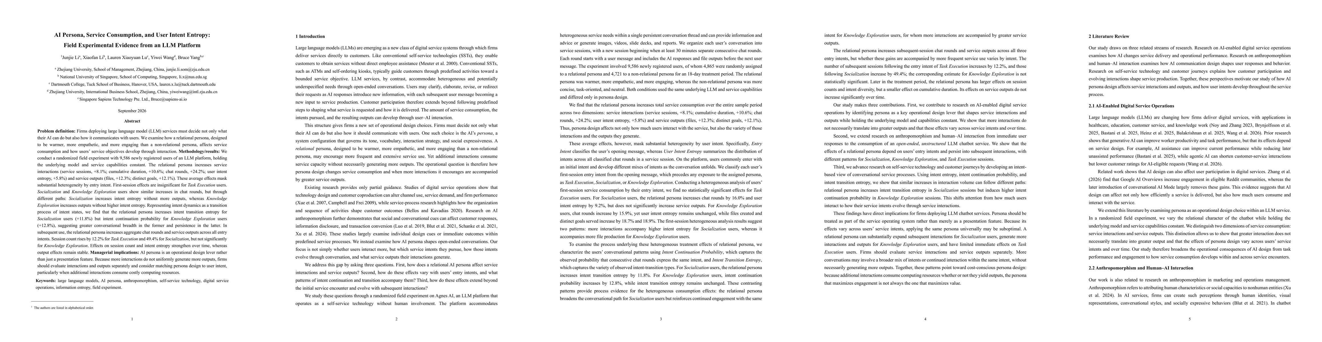 Thumbnail for AI Persona, Service Consumption, and User Intent Entropy: Field Experimental Evidence from an LLM Platform
