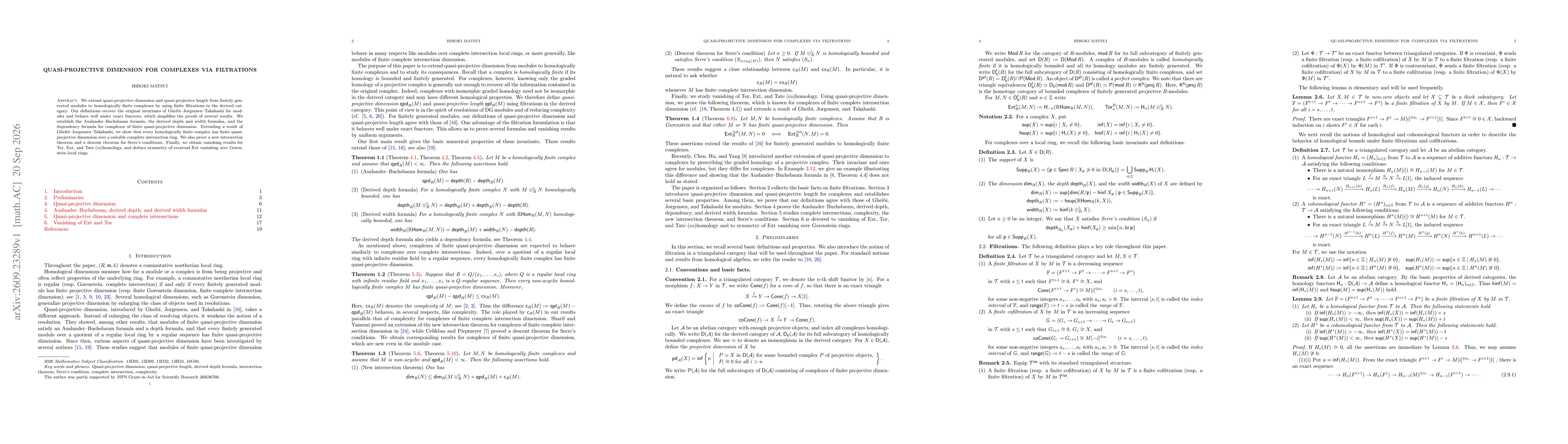 Thumbnail for Quasi-projective dimension for complexes via filtrations