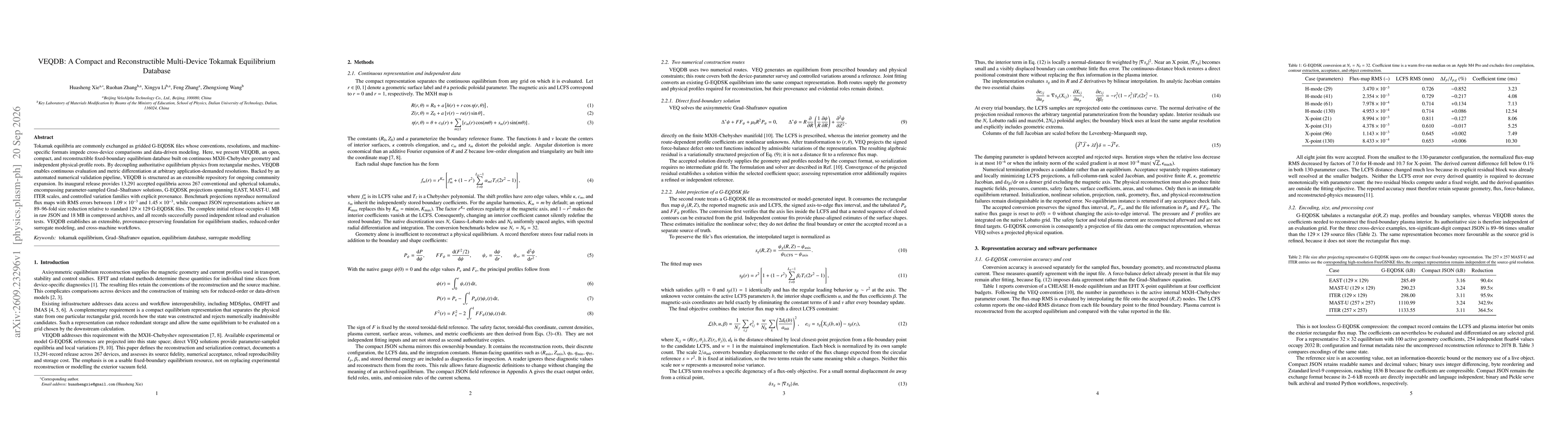 Thumbnail for VEQDB: A Compact and Reconstructible Multi-Device Tokamak Equilibrium Database