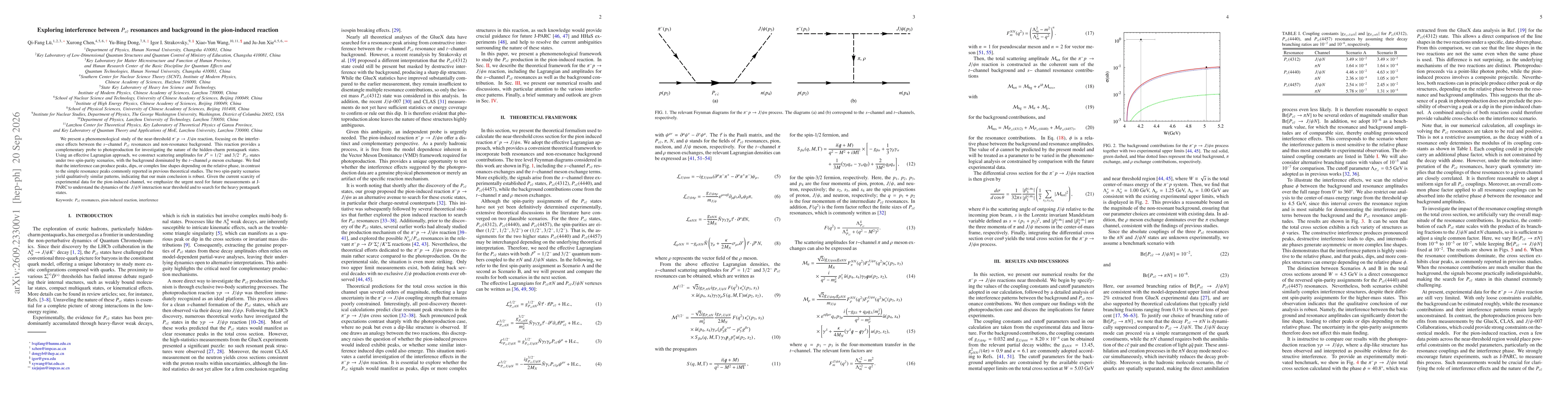 Thumbnail for Exploring interference between $P_{c \bar c}$ resonances and background in the pion-induced reaction