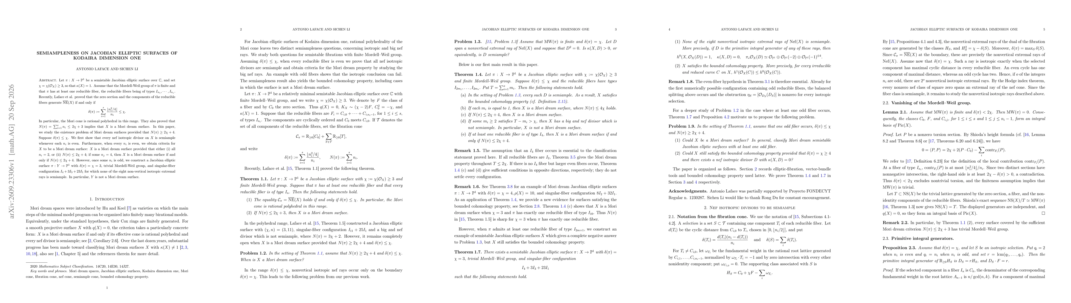 Thumbnail for Semiampleness on Jacobian elliptic surfaces of Kodaira dimension one