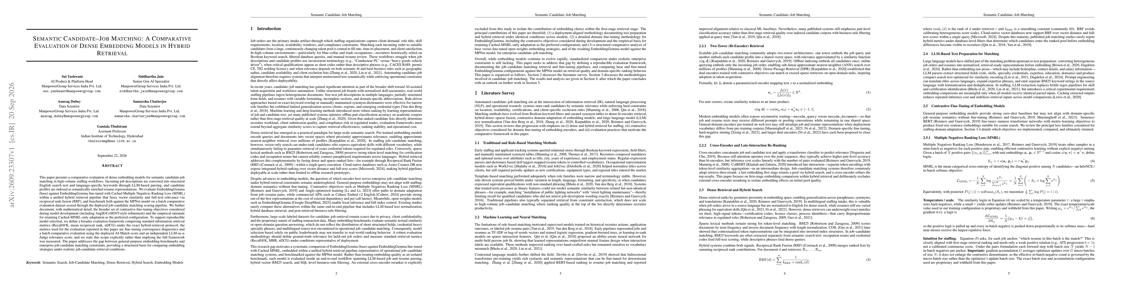 Thumbnail for Semantic Candidate-Job Matching: A Comparative Evaluation of Dense Embedding Models in Hybrid Retrieval
