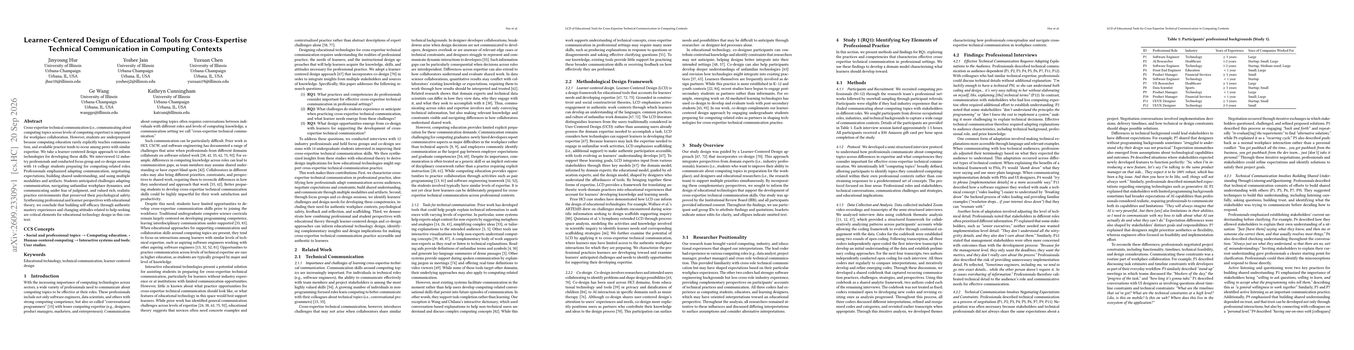Thumbnail for Learner-Centered Design of Educational Tools for Cross-Expertise Technical Communication in Computing Contexts