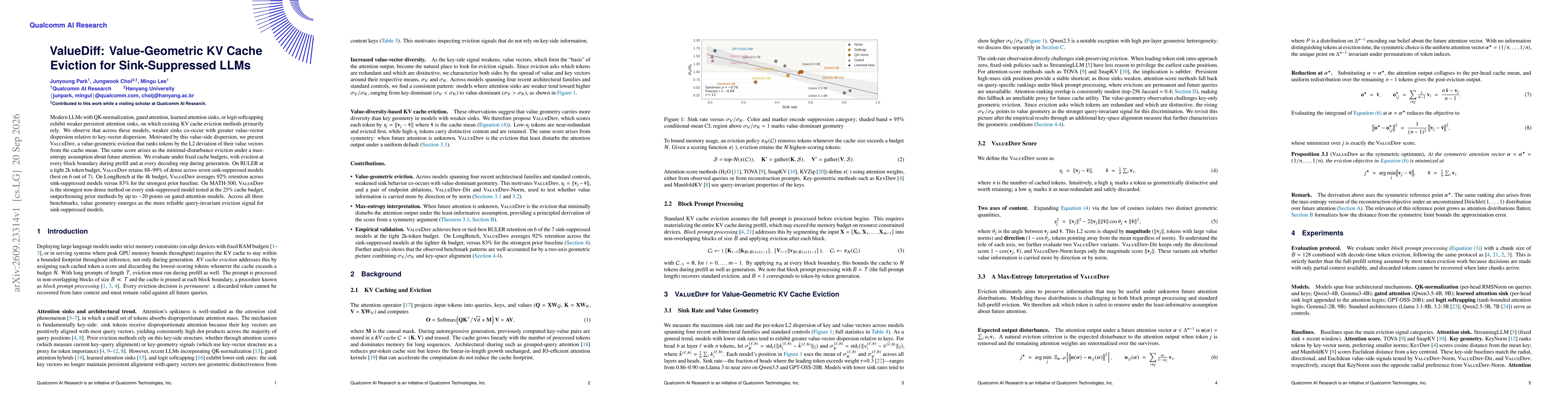 Thumbnail for ValueDiff: Value-Geometric KV Cache Eviction for Sink-Suppressed LLMs