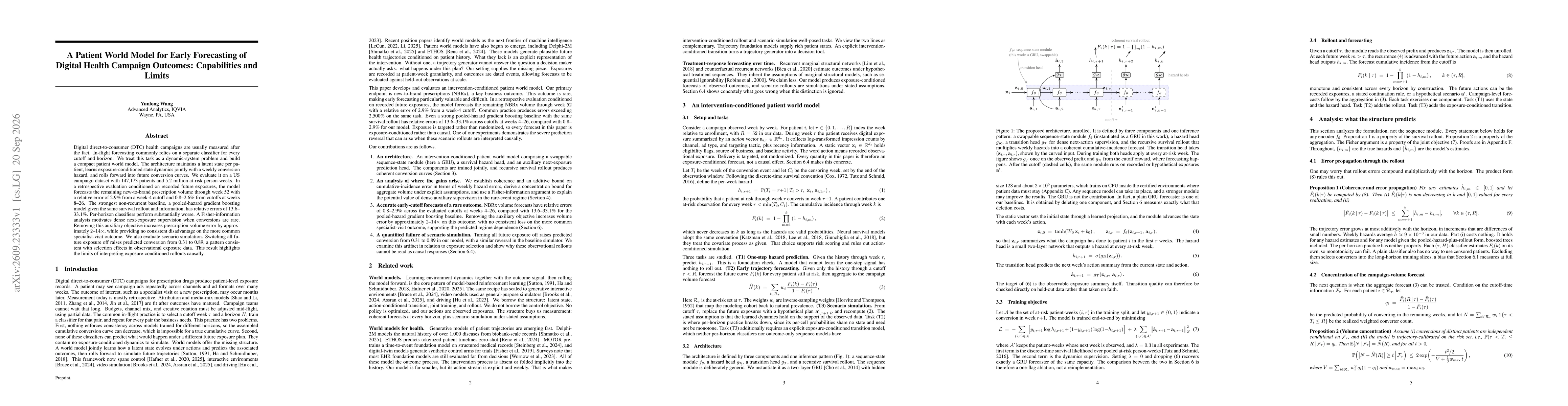Thumbnail for A Patient World Model for Early Forecasting of Digital Health Campaign Outcomes: Capabilities and Limits