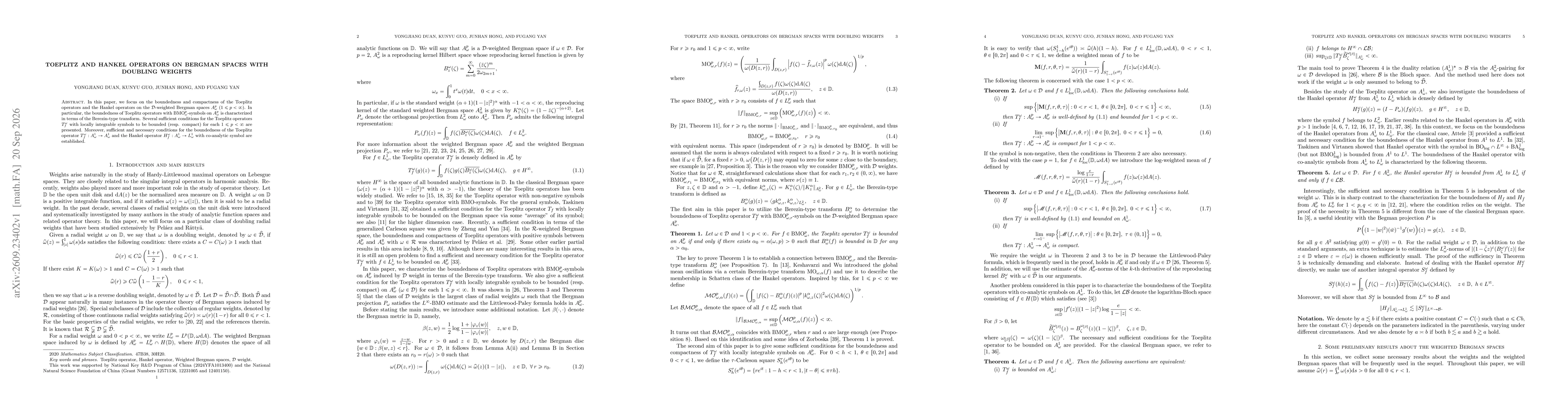 Thumbnail for Toeplitz and Hankel operators on Bergman spaces with doubling weights