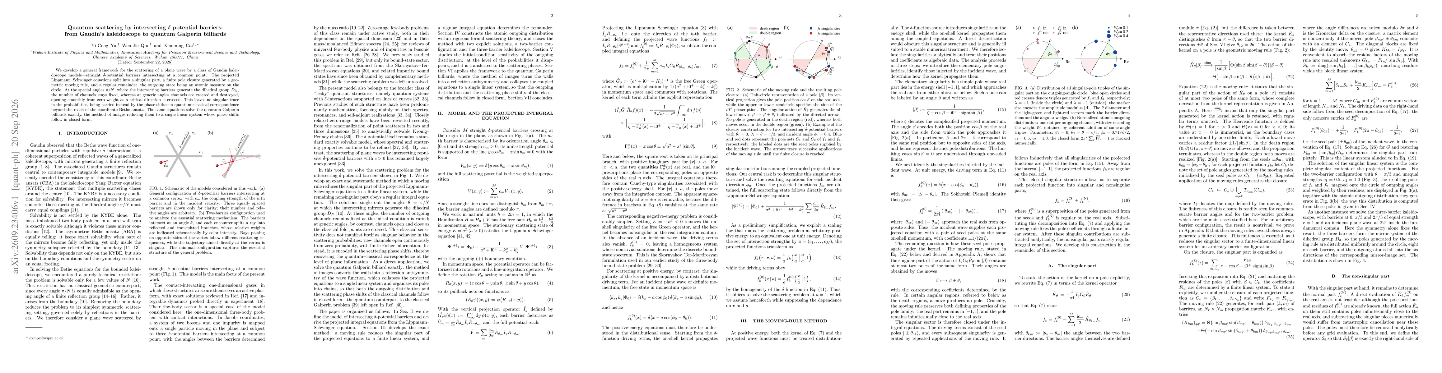 Thumbnail for Quantum scattering by intersecting δ-potential barriers: from Gaudin's kaleidoscope to quantum Galperin billiards