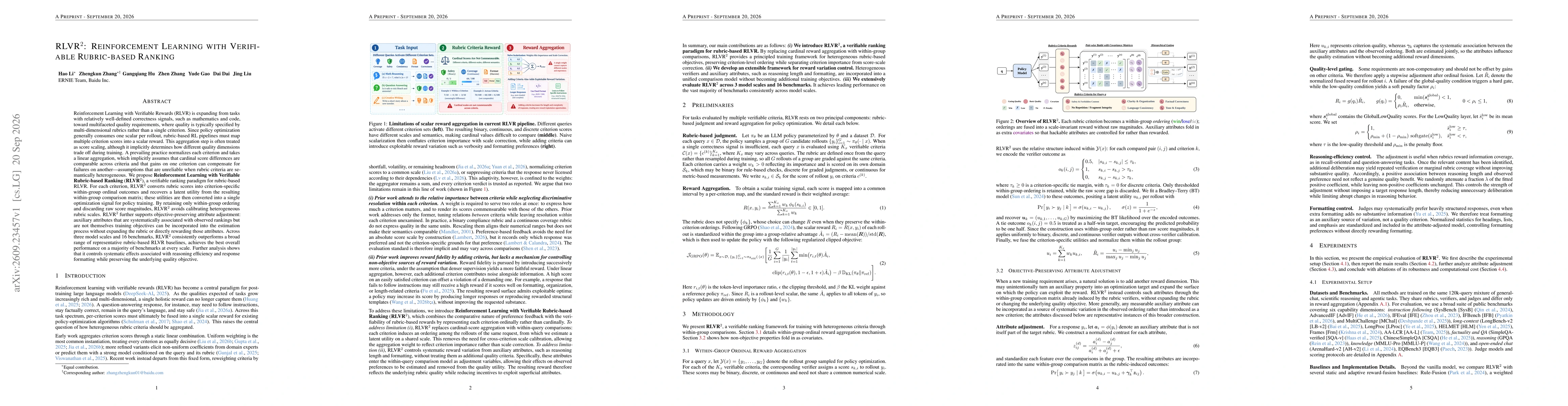 Thumbnail for RLVR$^{2}$: Reinforcement Learning with Verifiable Rubric-based Ranking