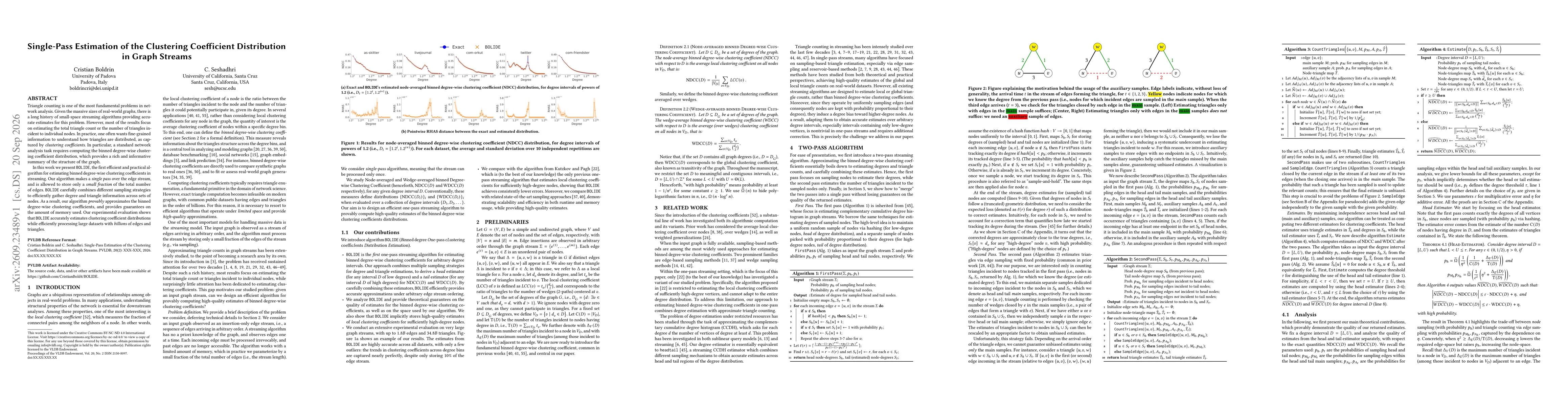 Thumbnail for Single-Pass Estimation of the Clustering Coefficient Distribution in Graph Streams