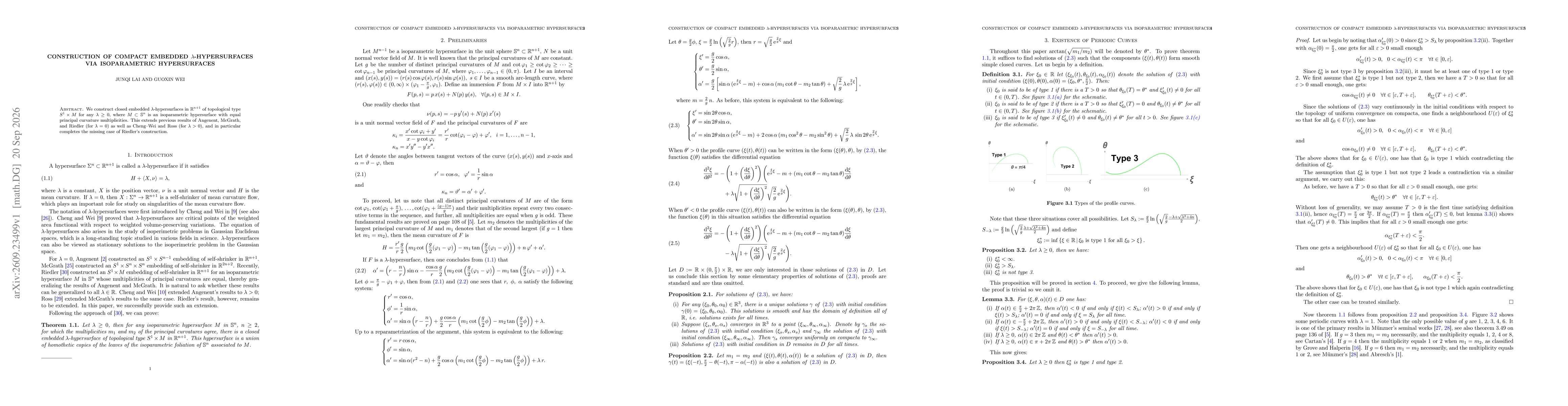Thumbnail for Construction of compact embedded $λ$-hypersurfaces via isoparametric hypersurfaces