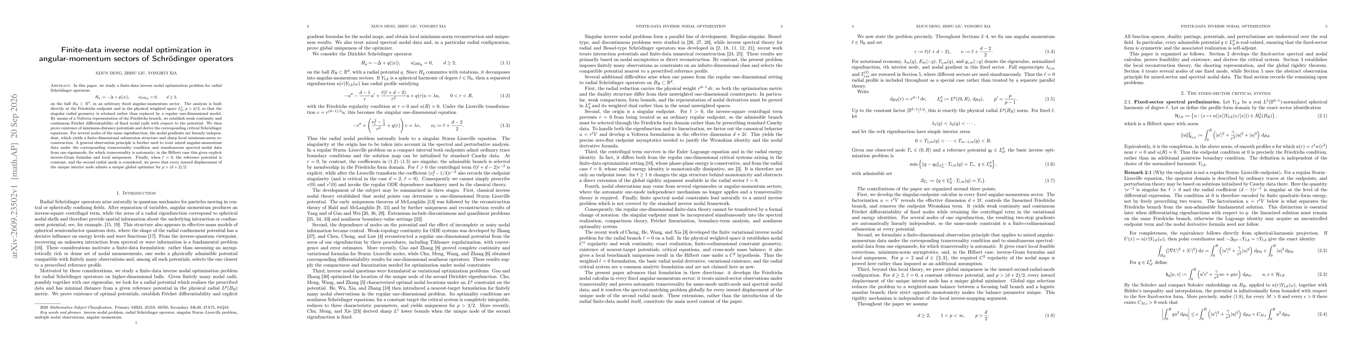 Thumbnail for Finite-data inverse nodal optimization in angular-momentum sectors of Schrödinger operators