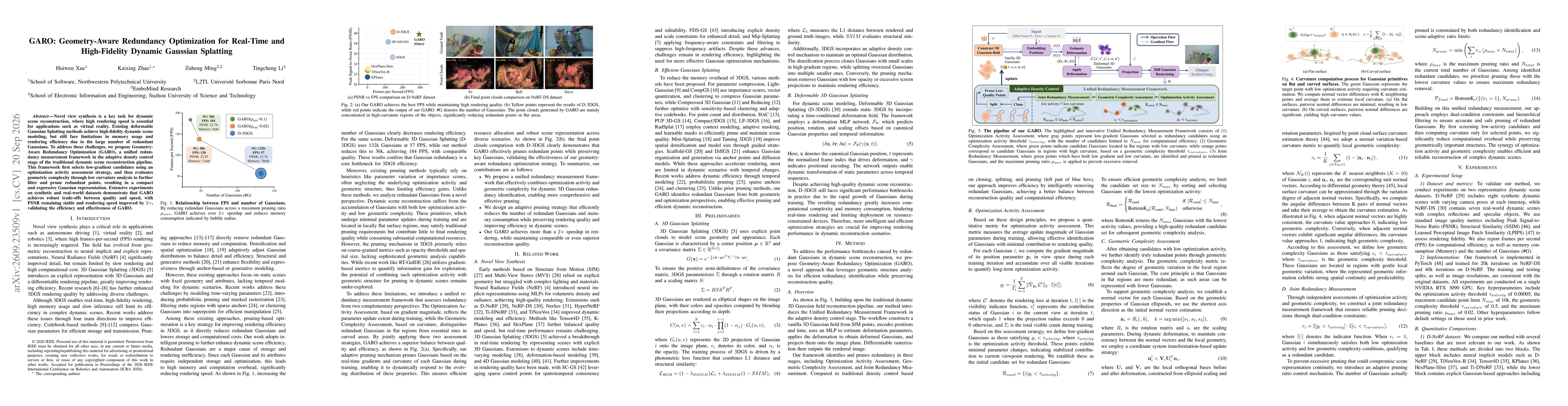 Thumbnail for GARO: Geometry-Aware Redundancy Optimization for Real-Time and High-Fidelity Dynamic Gaussian Splatting