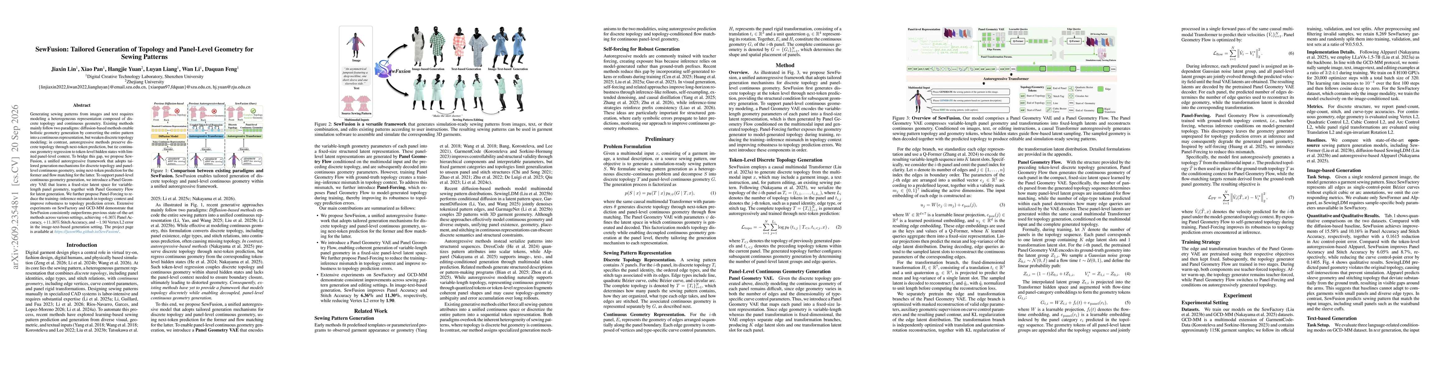 Thumbnail for SewFusion: Tailored Generation of Topology and Panel-Level Geometry for Sewing Patterns