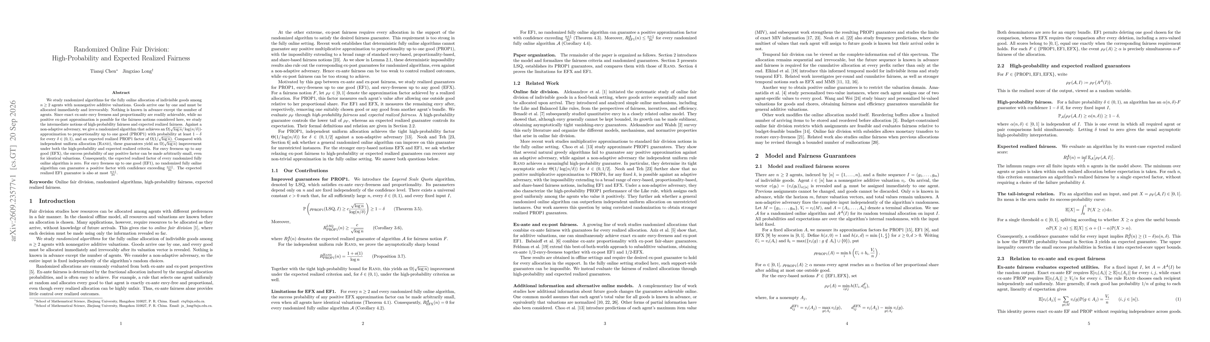 Thumbnail for Randomized Online Fair Division: High-Probability and Expected Realized Fairness