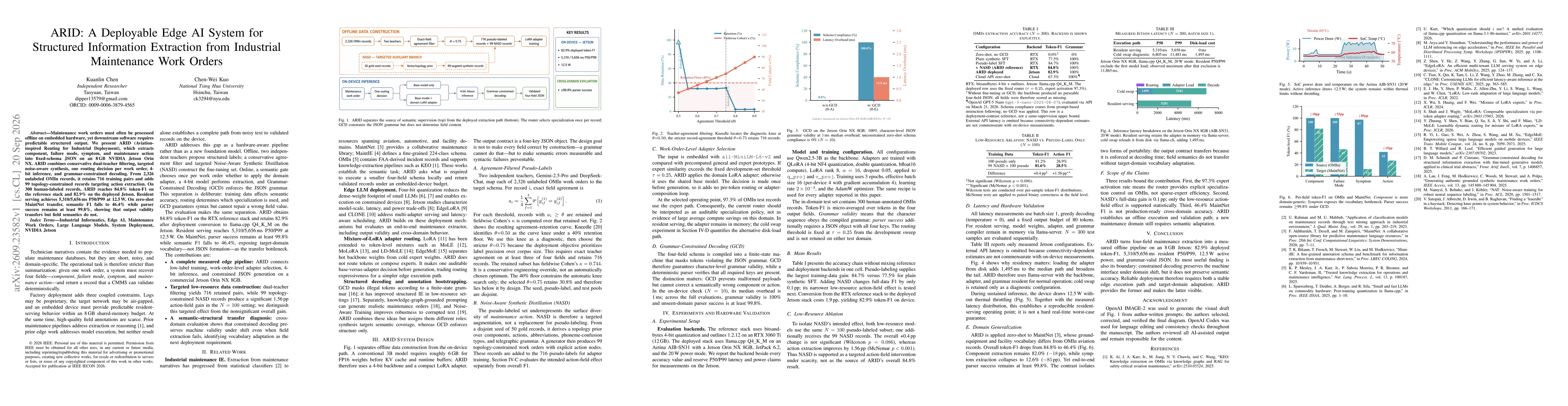 Thumbnail for ARID: A Deployable Edge AI System for Structured Information Extraction from Industrial Maintenance Work Orders