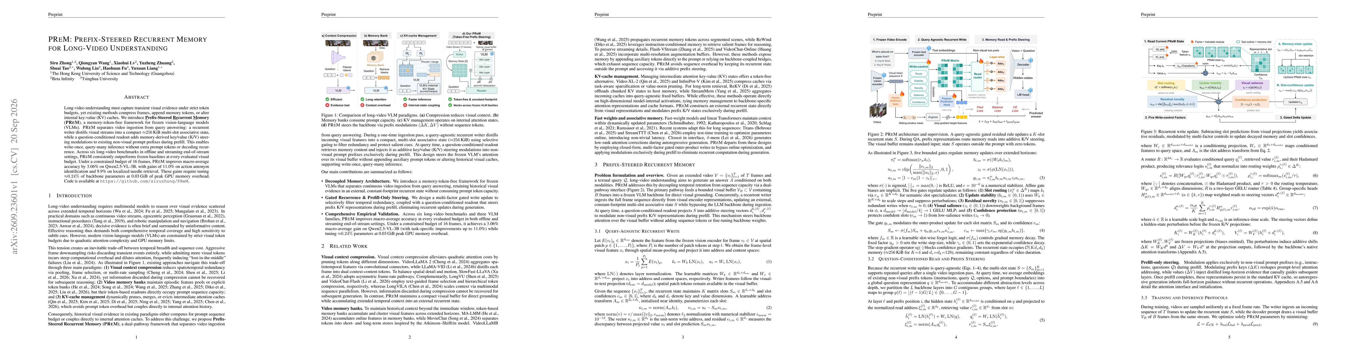 Thumbnail for PREM: Prefix-Steered Recurrent Memory for Long-Video Understanding