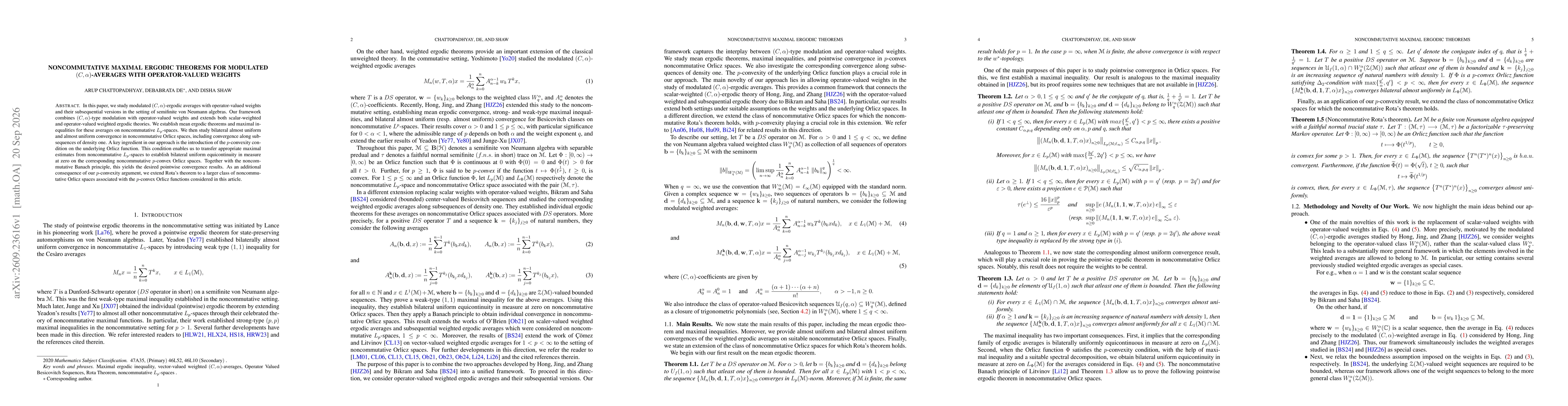 Thumbnail for Noncommutative Maximal Ergodic Theorems for Modulated $(C,α)$-Averages with Operator-Valued Weights