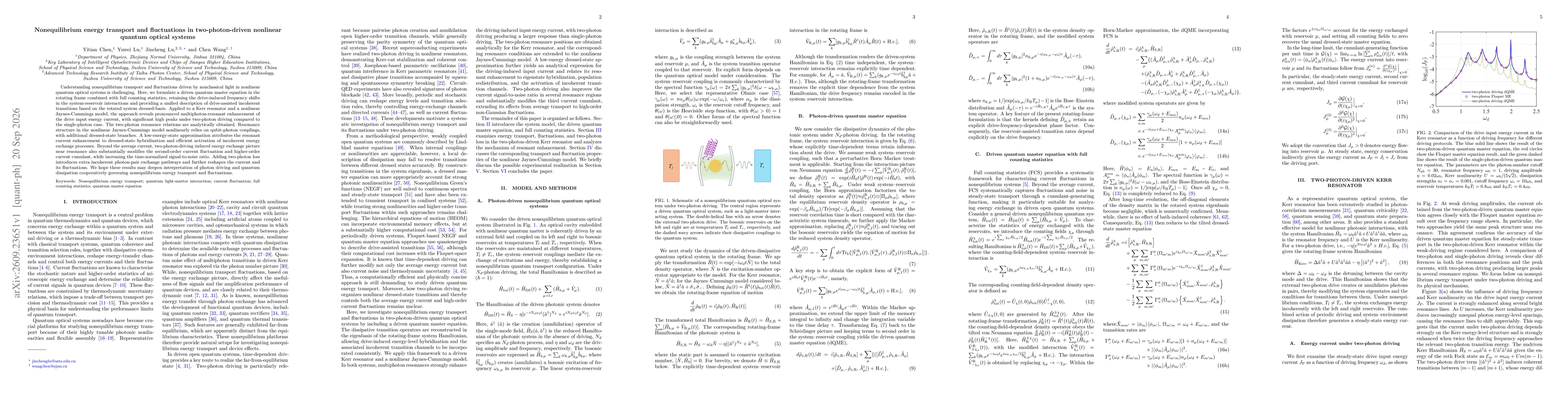 Thumbnail for Nonequilibrium energy transport and fluctuations in two-photon-driven nonlinear quantum optical systems