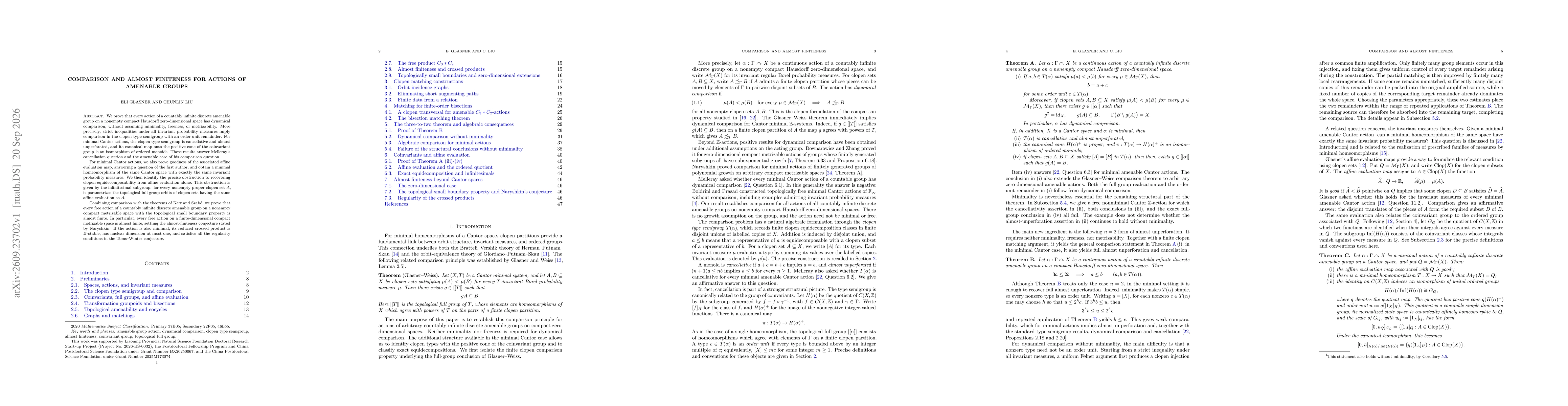 Thumbnail for Comparison and Almost Finiteness for Actions of Amenable Groups