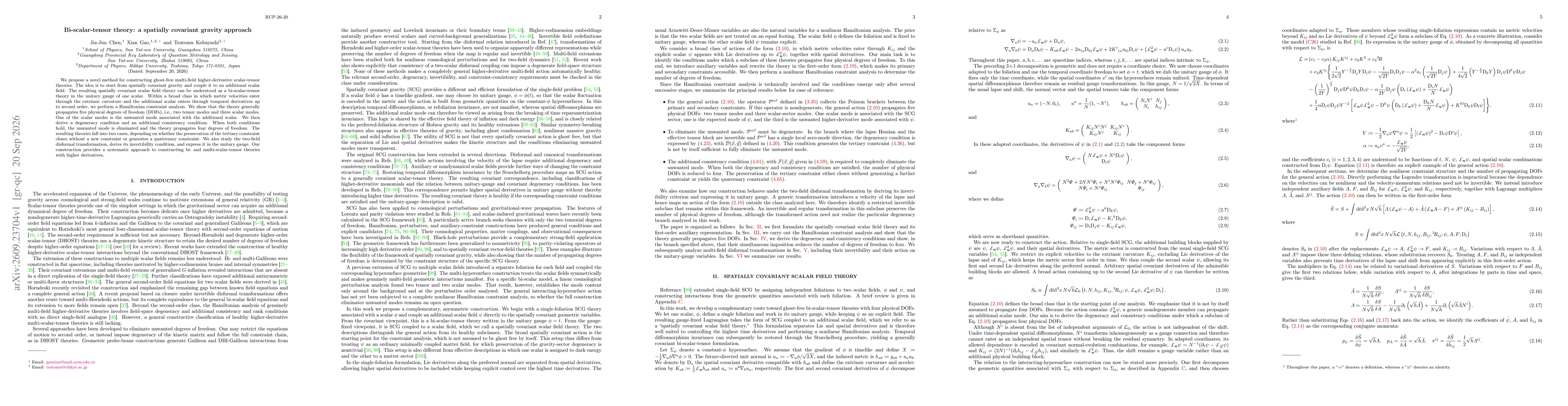 Thumbnail for Bi-scalar-tensor theory: a spatially covariant gravity approach