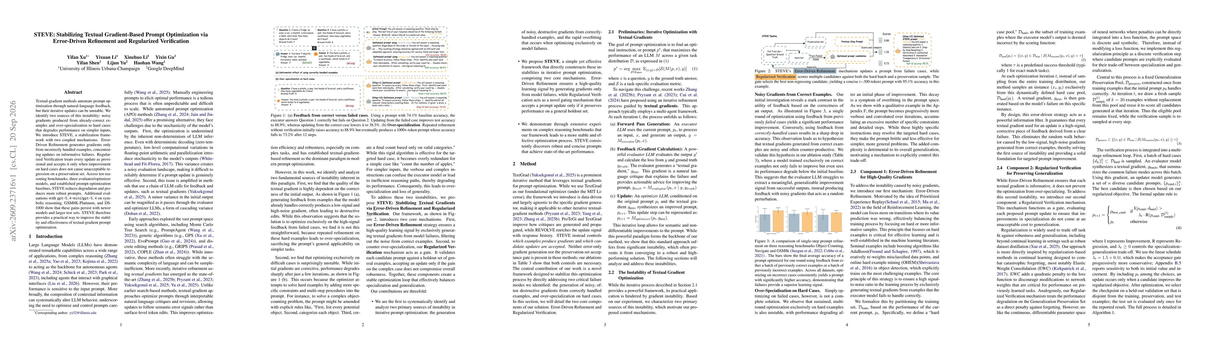 Thumbnail for STEVE: Stabilizing Textual Gradient-Based Prompt Optimization via Error-Driven Refinement and Regularized Verification