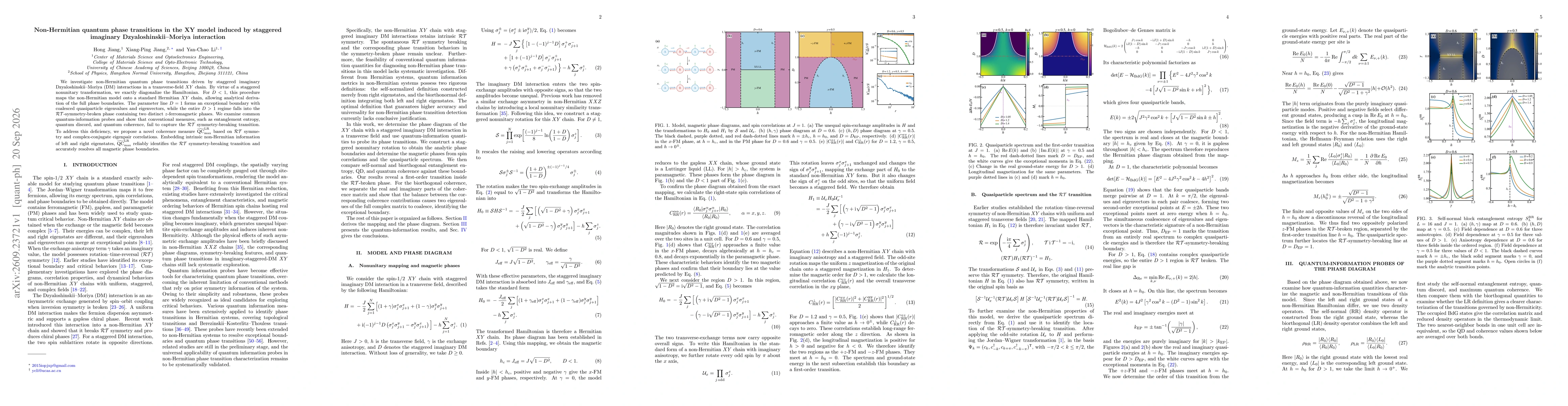 Thumbnail for Non-Hermitian quantum phase transitions in the XY model induced by staggered imaginary Dzyaloshinskii--Moriya interaction