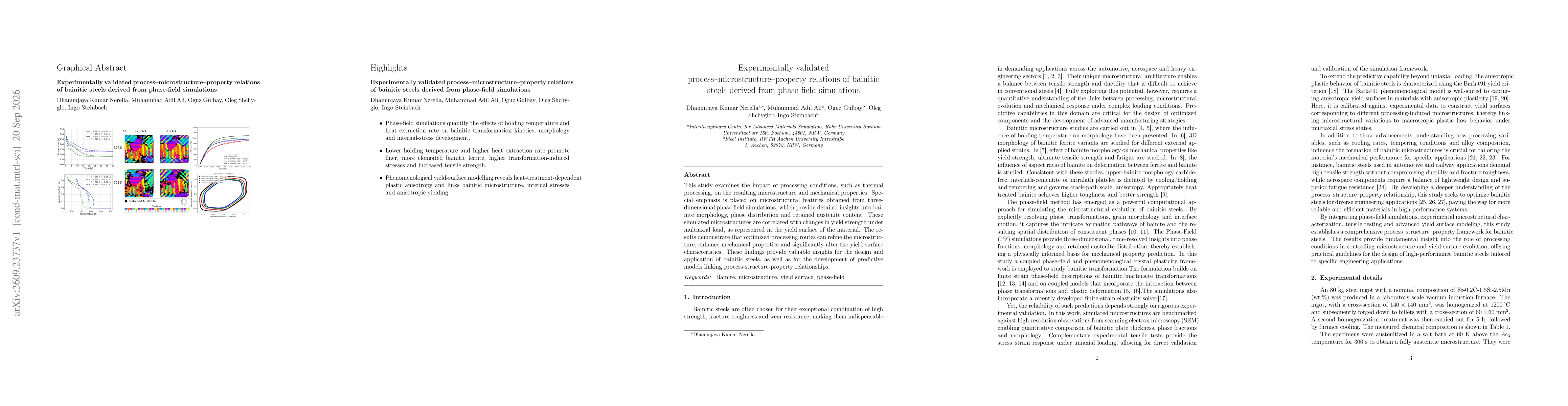 Thumbnail for Experimentally validated process-microstructure-property relations of bainitic steels derived from phase-field simulations