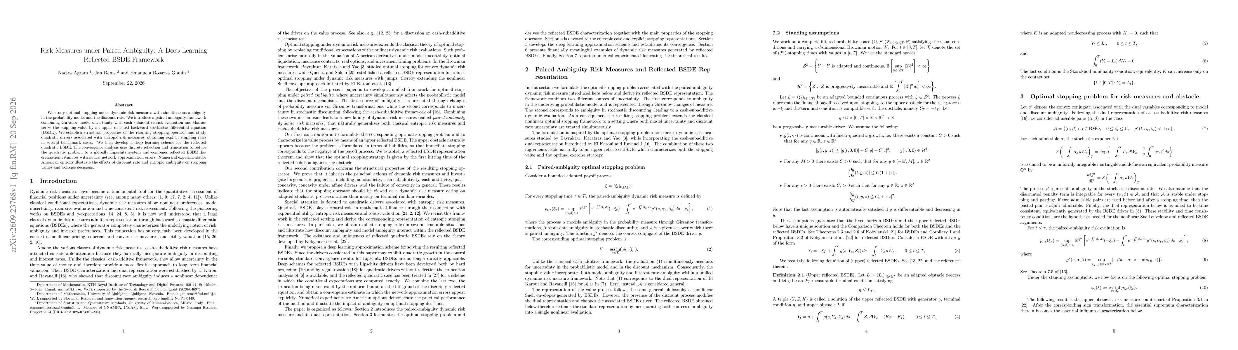 Thumbnail for Risk Measures under Paired-Ambiguity: A Deep Learning Reflected BSDE Framework