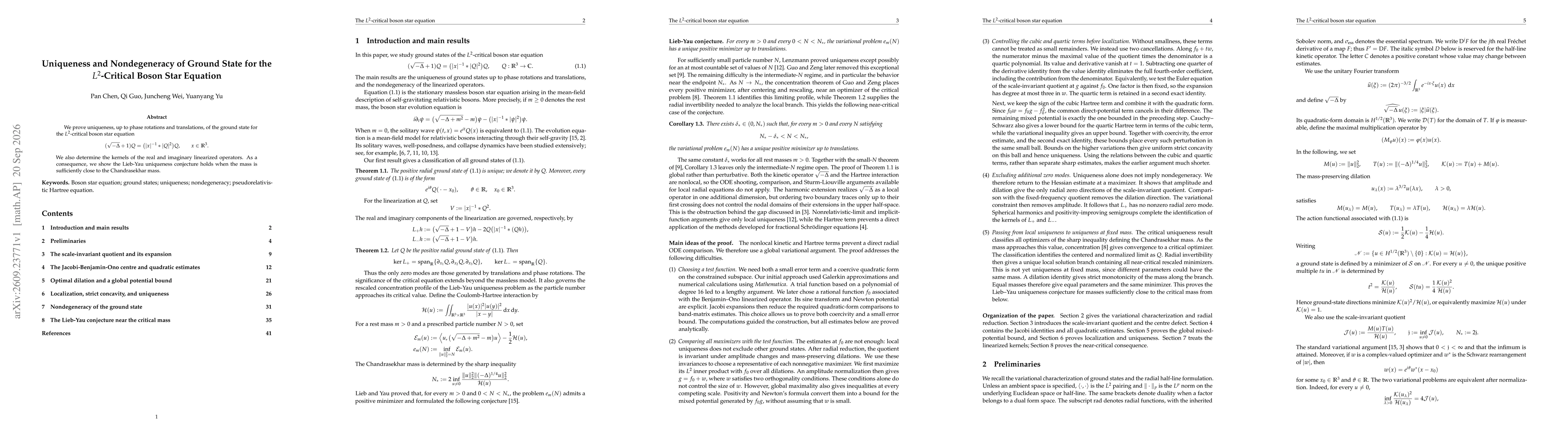 Thumbnail for Uniqueness and Nondegeneracy of Ground State for the $L^2$-Critical Boson Star Equation