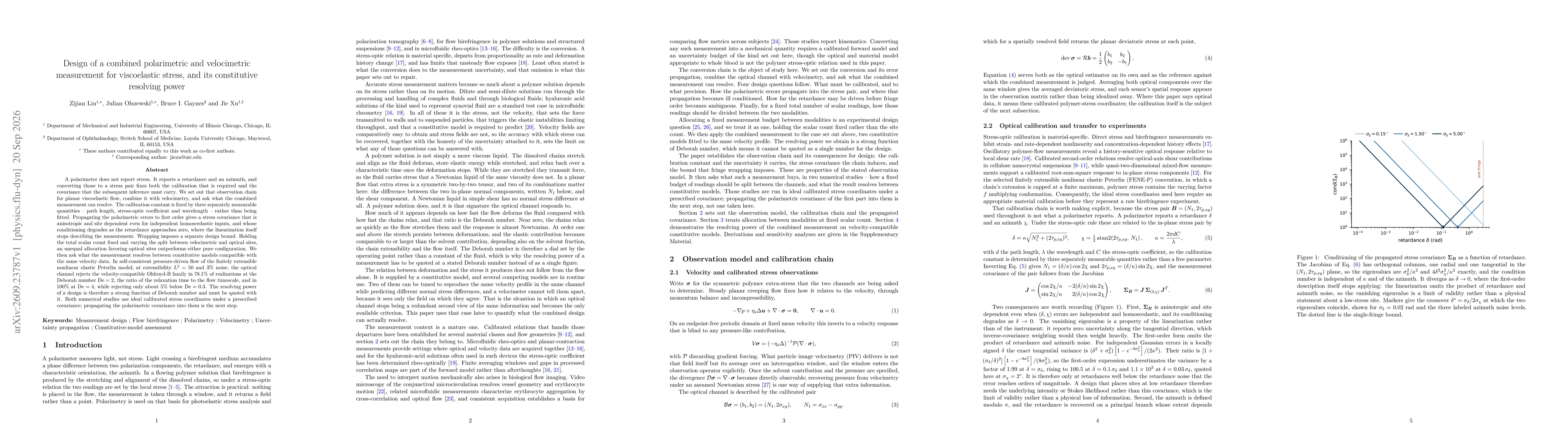 Thumbnail for Design of a combined polarimetric and velocimetric measurement for viscoelastic stress, and its constitutive resolving power