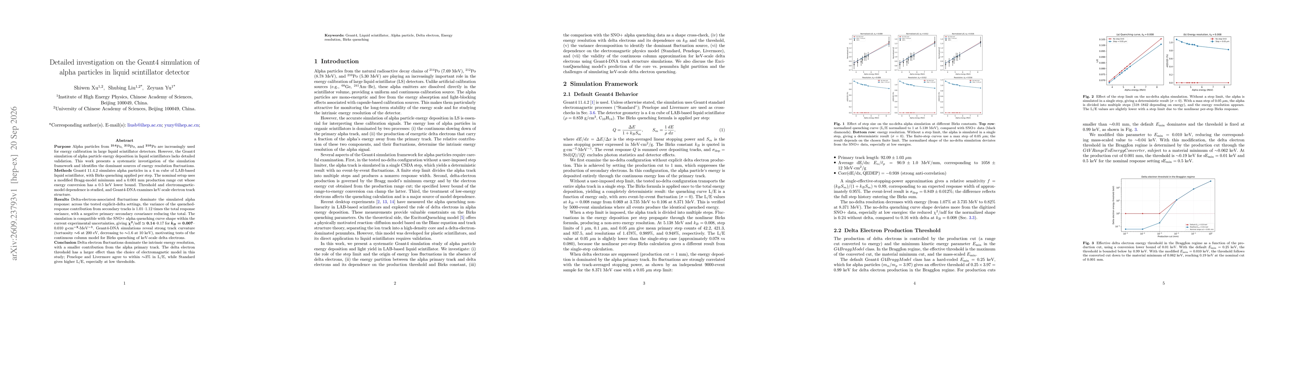 Thumbnail for Detailed investigation on the Geant4 simulation of alpha particles in liquid scintillator detector